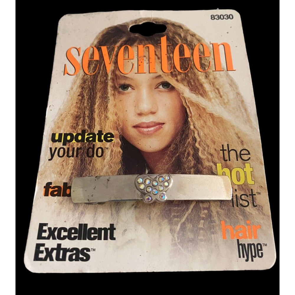 Vintage 90s Y2K Seventeen Hair Barrette Clip Butterfly Silver Whimsigoth NEW